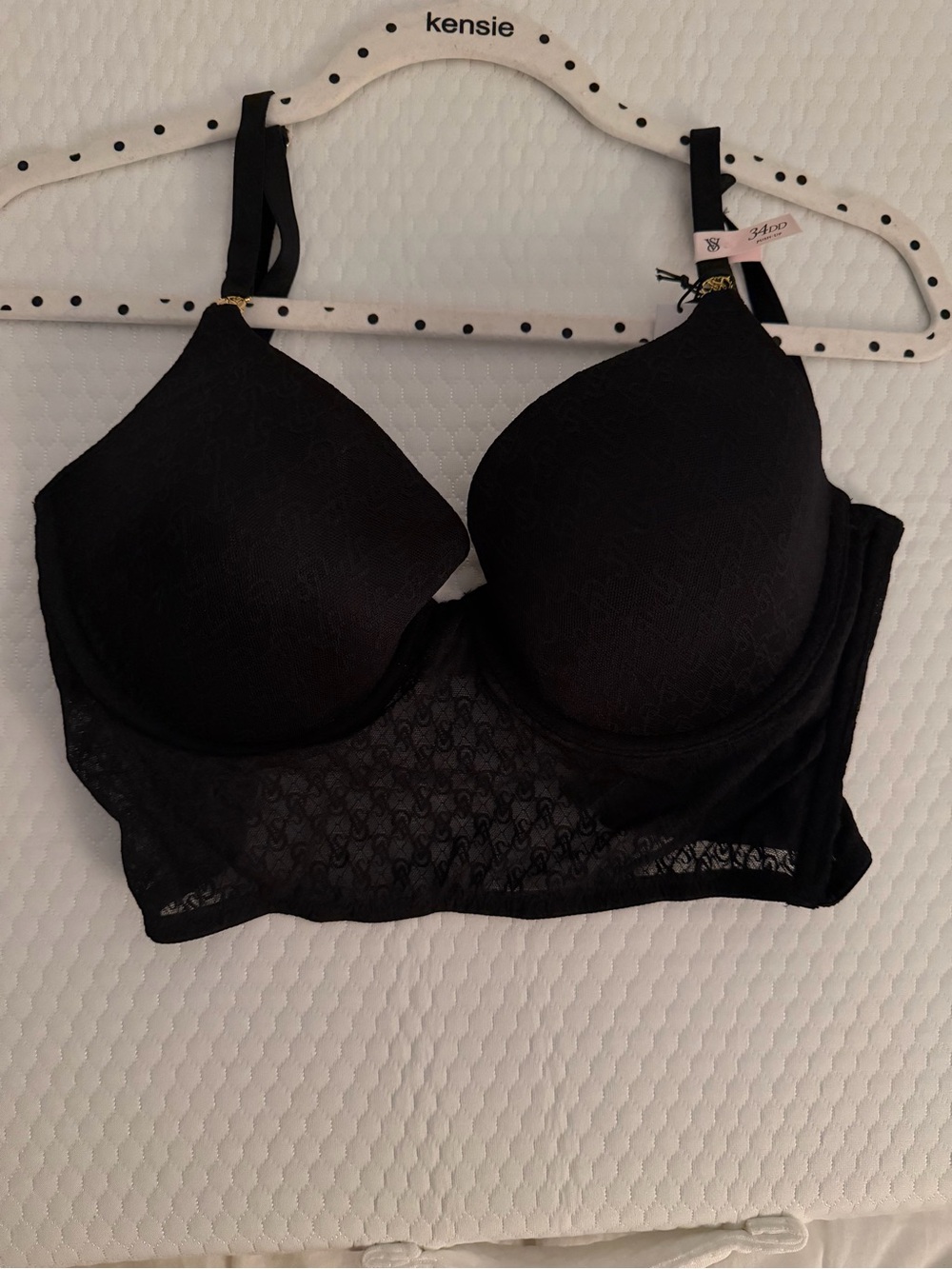 Victoria's Secret Black Lace Longline Bra